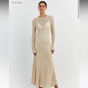 OPHELIA NATURAL LONG SLEEVE CROCHET MAXI DRESS